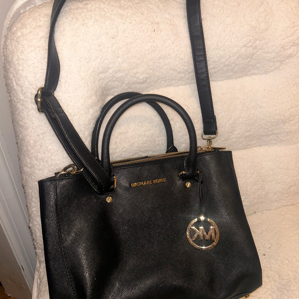 Michael Kors Black Leather Tote Bag